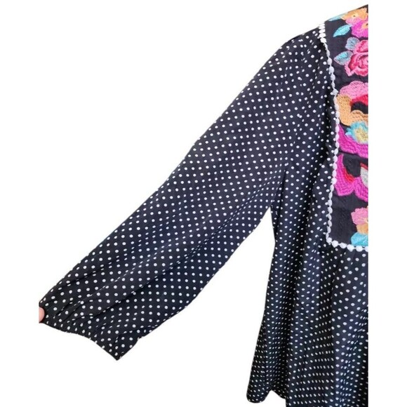 Glitzy Girlz Size 1X Embroidered Peasant Top Hippie Boho - Picture 3 of 8